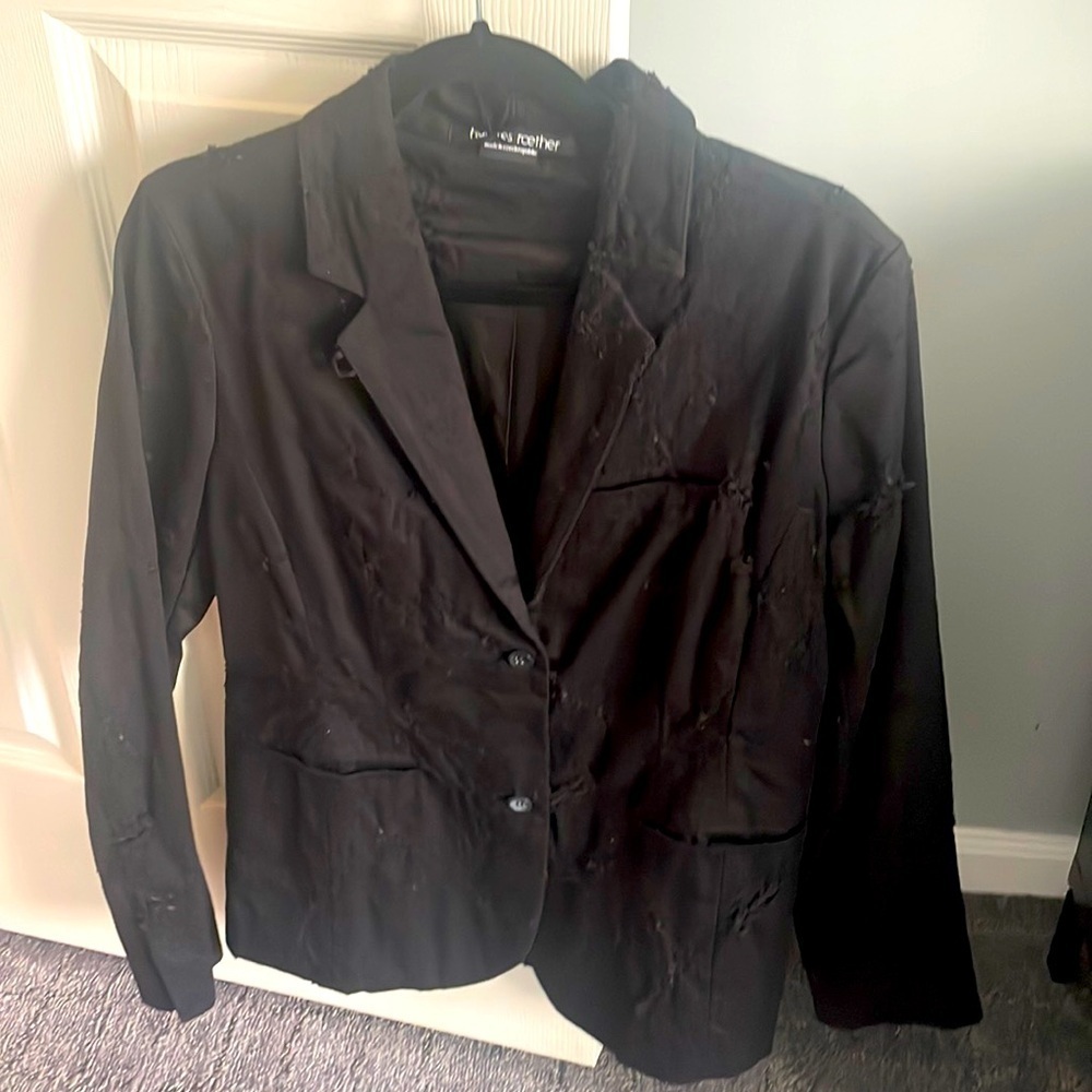 Blazer by Hannes Roether Black‎ distressed jacket large NWT